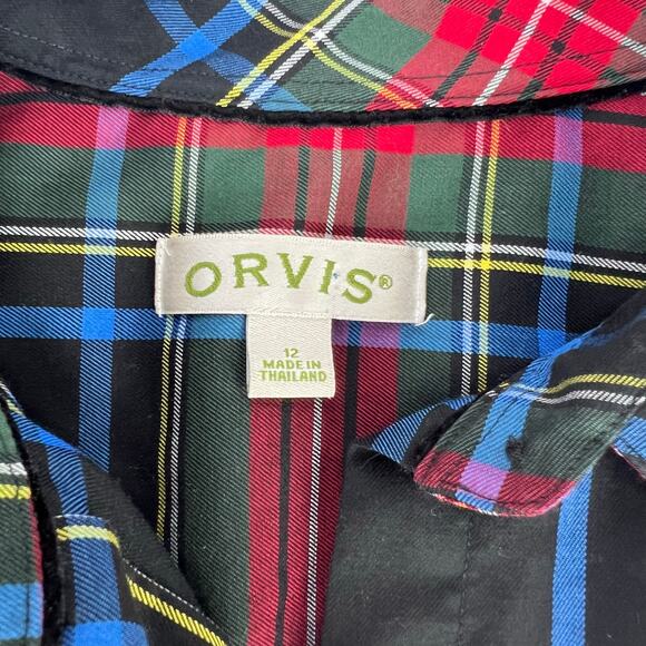EUC Orvis Plaid Black Red Blue Carefree Button Down Long Sleeve Women's Shirt 12 - Picture 5 of 9